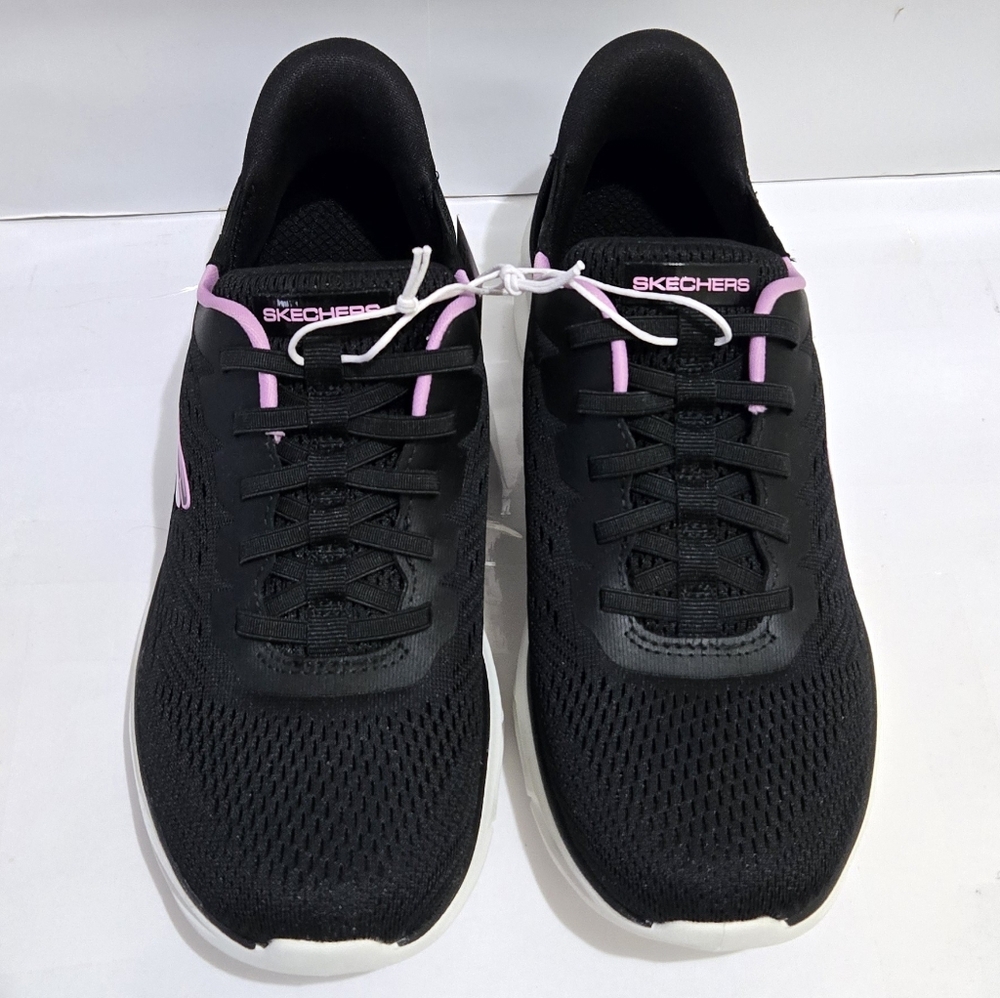 Skechers Hands Free Swift Fit Women's Sneakers Black Mesh Slip-On Comfort Shoes - Picture 3 of 7